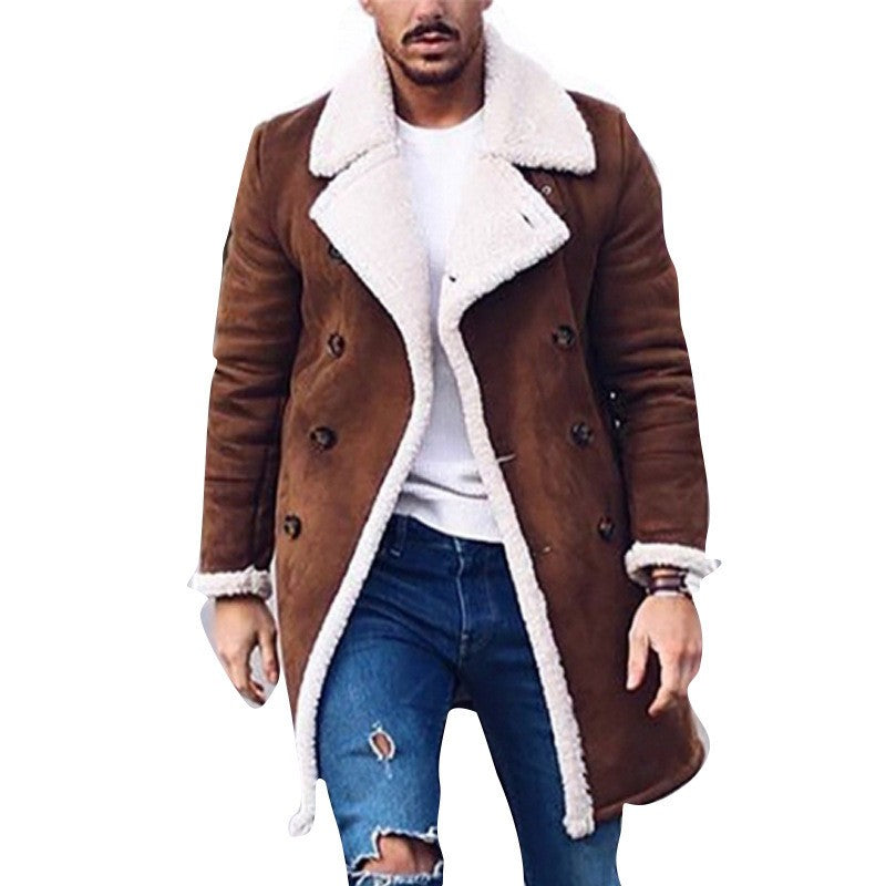 Image of Men Casual Lapel Long Sleeve Thickening Parka Coat
