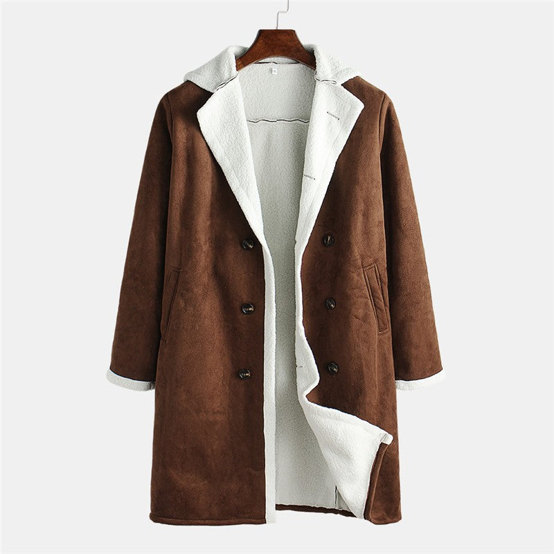 Image of Men Casual Lapel Long Sleeve Thickening Parka Coat