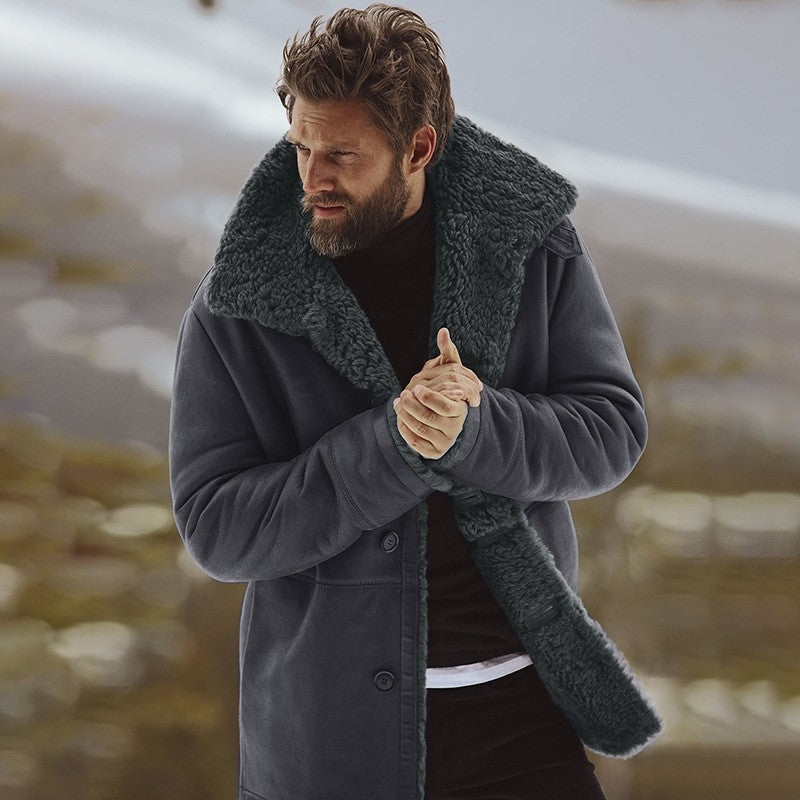 Image of Men Fleece Lined Thickening Warm Coat