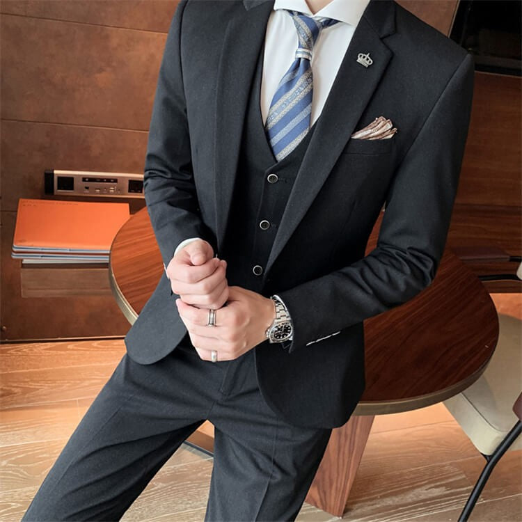 Men Single-Breasted Formal Suits Three Pieces Set