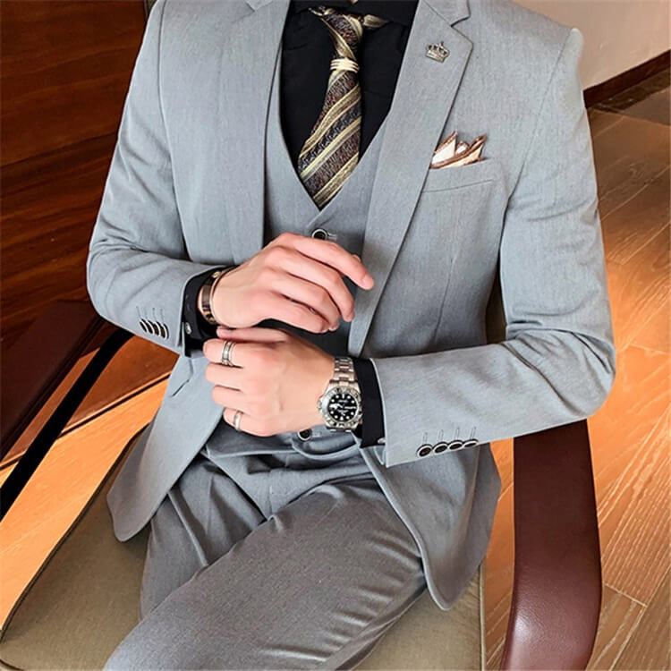 Image of Men Single-Breasted Formal Suits Three Pieces Set