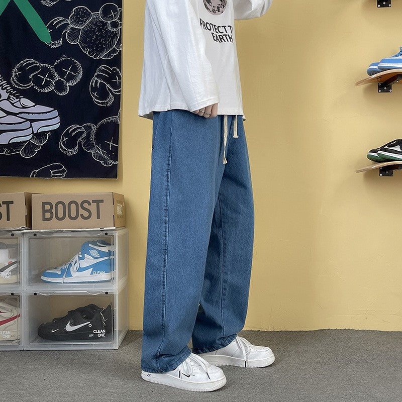 Image of Men Casual Mid Waist Loose Trousers