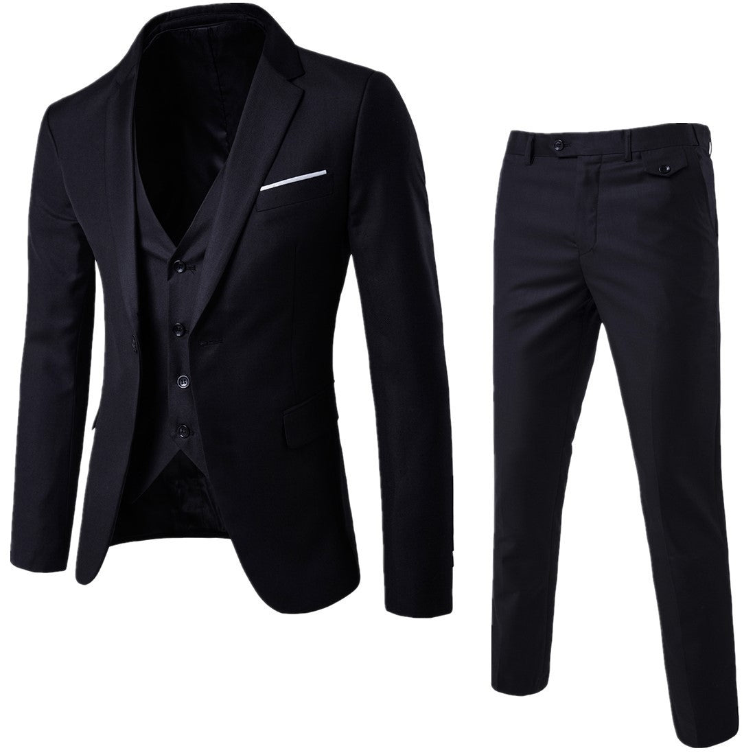 Image of Men Plus Size Casual Cotton Suit (Three-Piece Set)