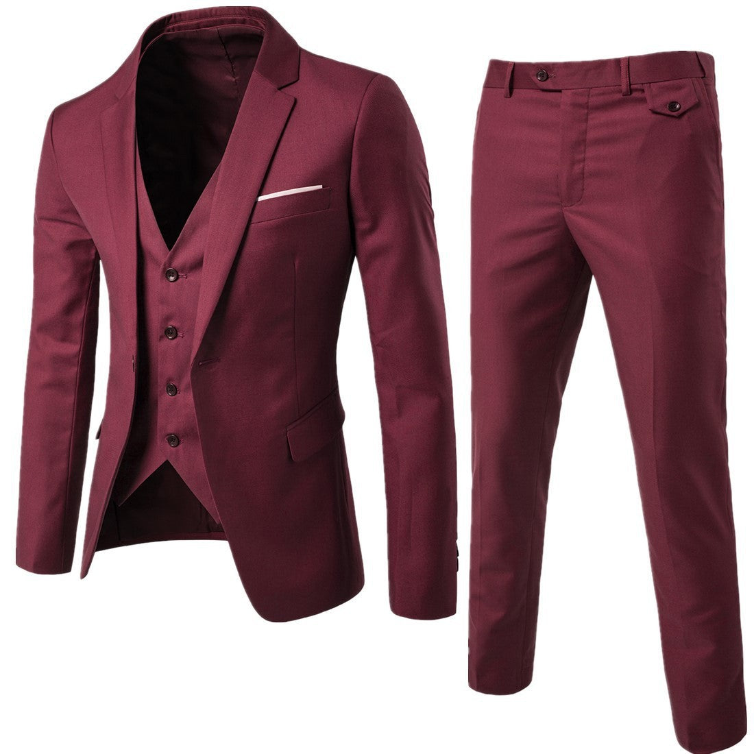 Image of Men Plus Size Casual Cotton Suit (Three-Piece Set)