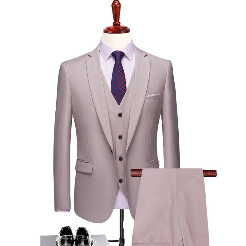 Image of Men Slim Fit One-button Wedding Formal Suits (3 Pcs )