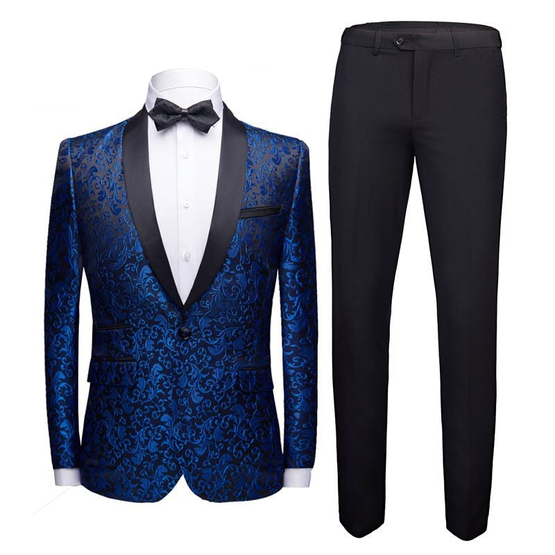 Image of Men Luxury Embroidery Shawl Collar Wedding Party Formal Suits (2 Pcs)