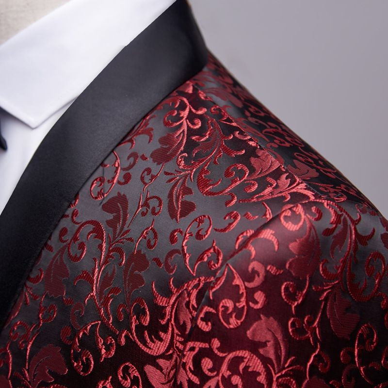 Image of Men Luxury Embroidery Shawl Collar Wedding Party Formal Suits (2 Pcs)