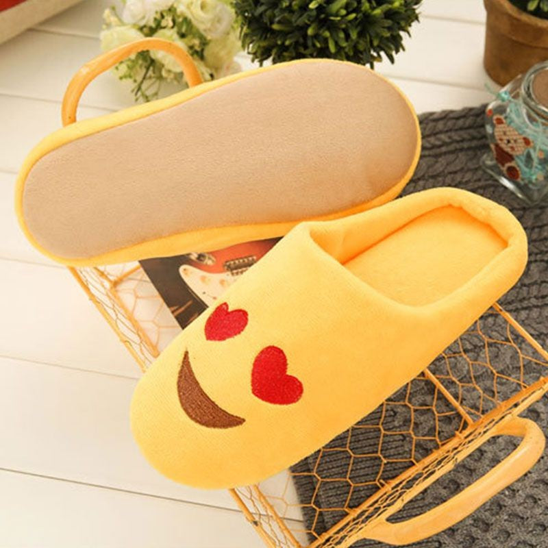 Image of Cute Smile Embroidery Indoor Cotton Slippers for Women