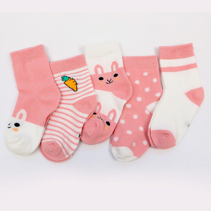 Image of Kids Cute Cartoon Breathable Elasticity Socks (5 pairs per set)