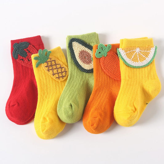 Image of Kids Cute Cartoon Fruit Pattern Knitted Breathable Comfortable Socks