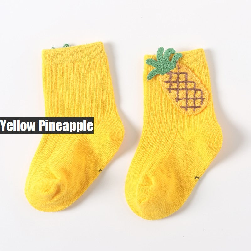 Image of Kids Cute Cartoon Fruit Pattern Knitted Breathable Comfortable Socks