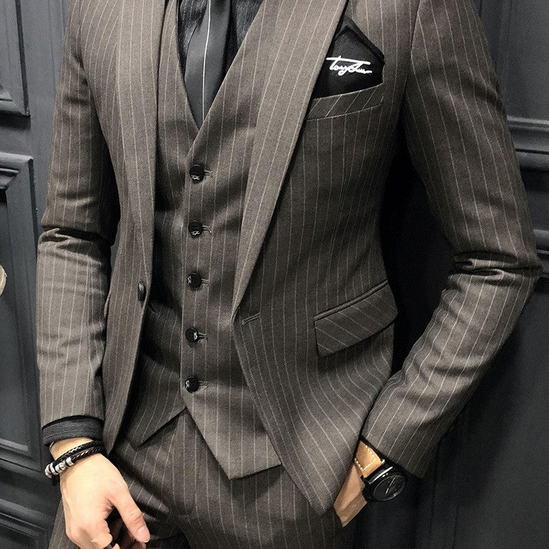 Image of Men Striped Pattern Formal Suit