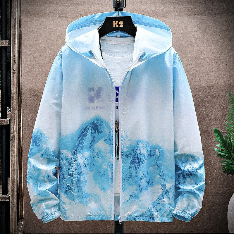 Image of Men Summer Print Sun Protection Breathable Jacket