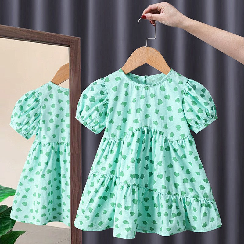 Image of Kids Girls Sweet Heart All Over Printed Dress