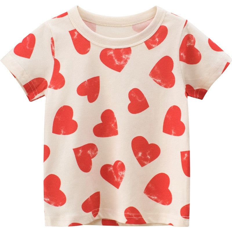 Image of Kids Girls Heart Pattern Top