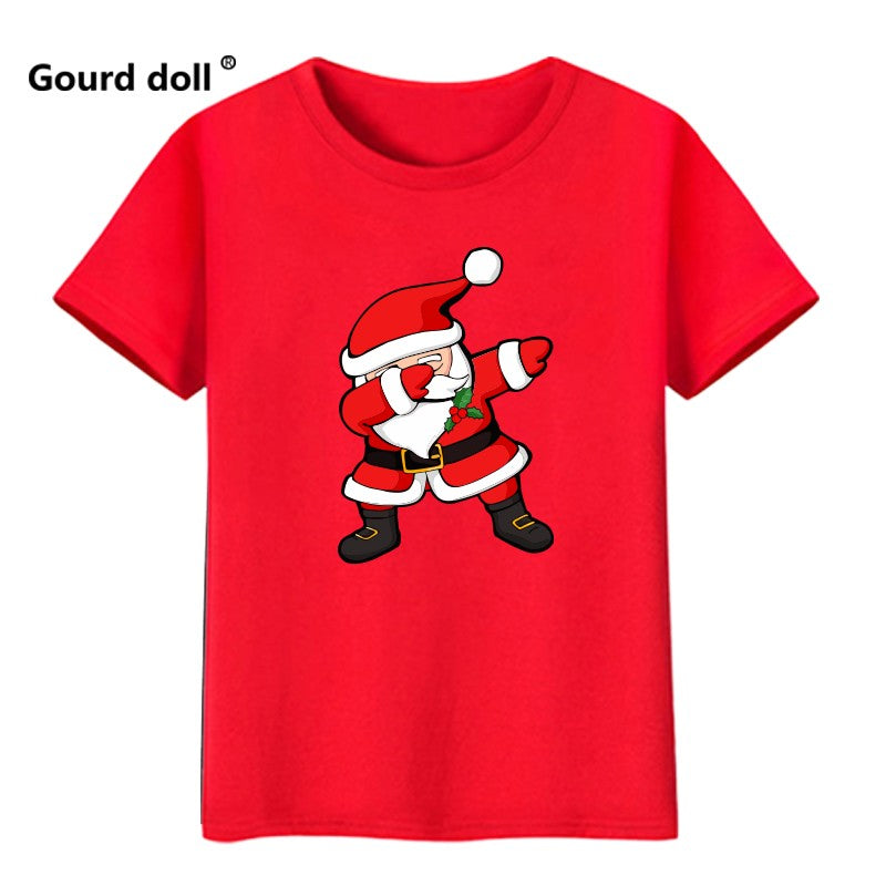 Image of Kids Santa Print Short Sleeve Top