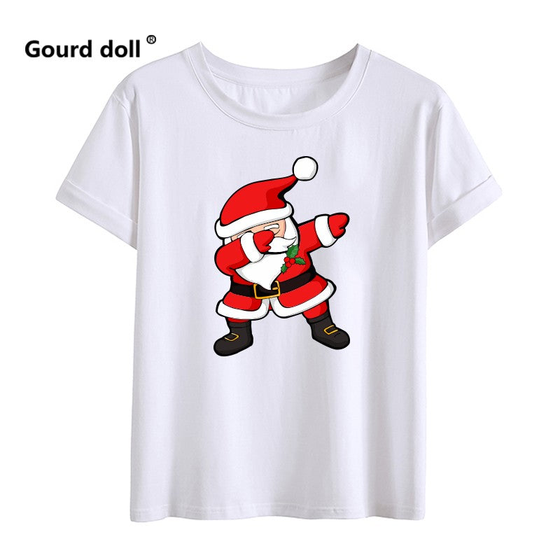 Image of Kids Santa Print Short Sleeve Top