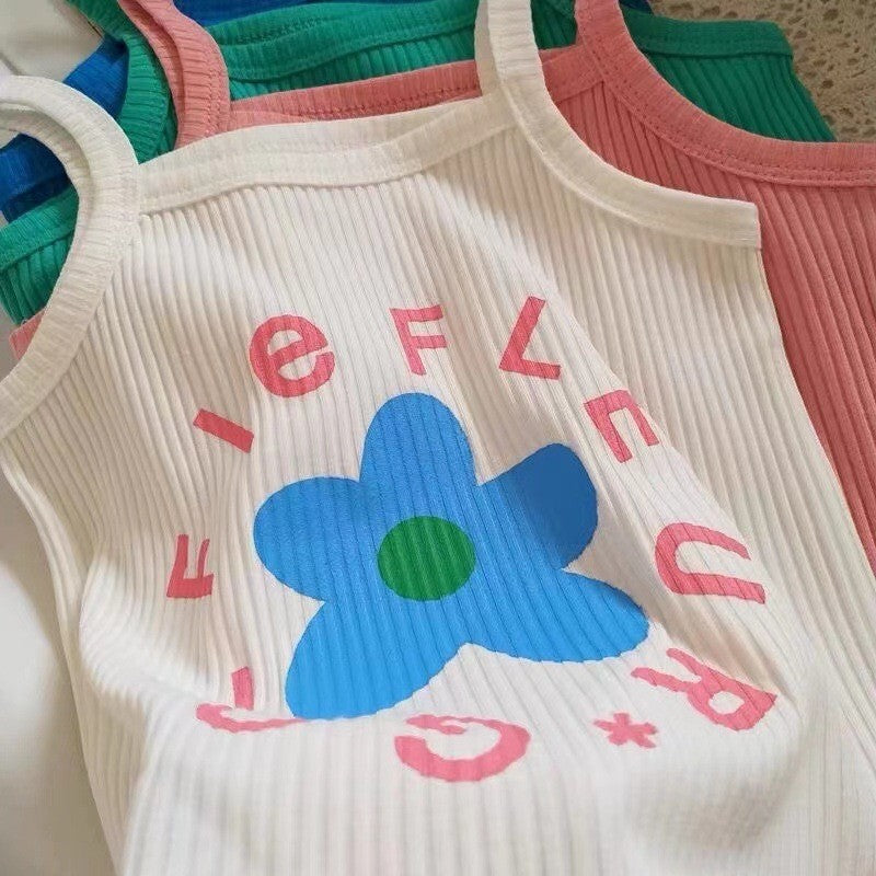 Image of Kids Toddler Girls Floral Alphabet Camisole Tank Top