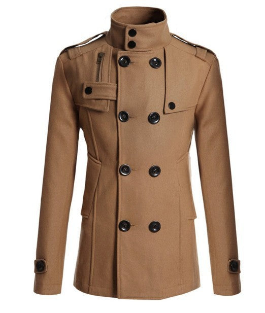 Image of Men Casual Double-Breasted Trench Coat