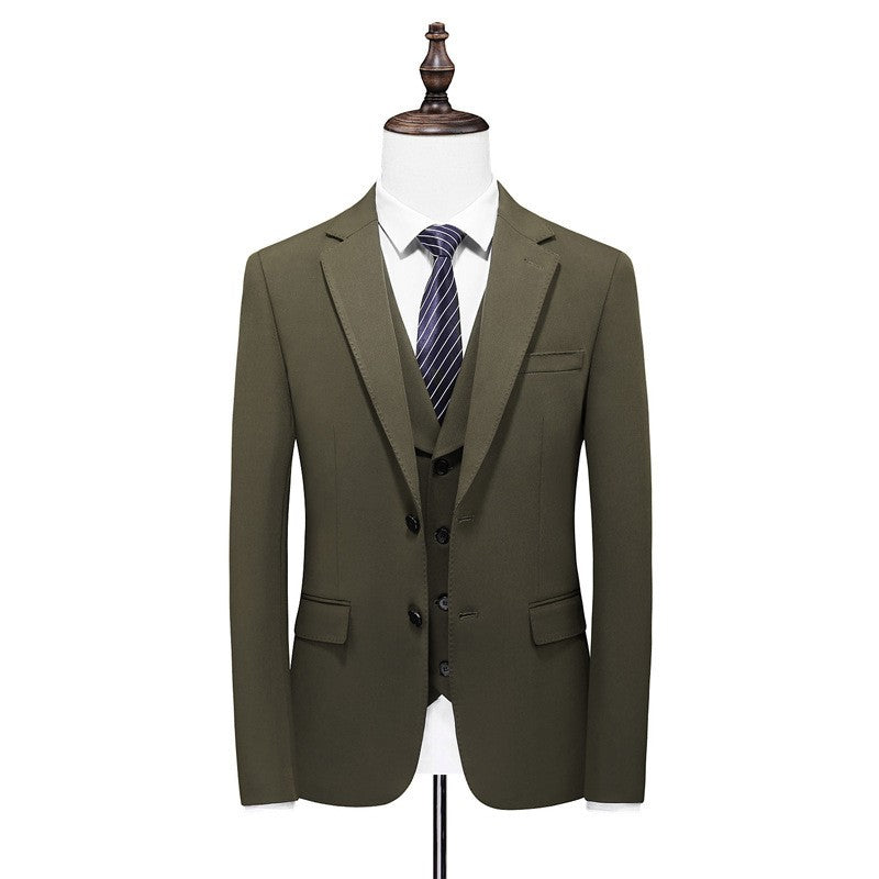 Image of Men Classic Solid Plus Size Three-Piece Wedding Suit
