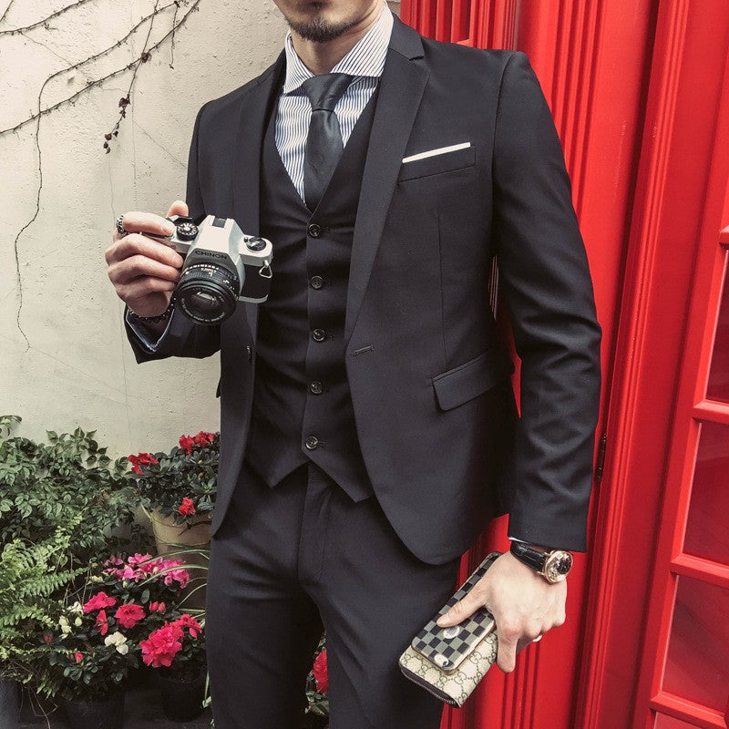 Image of Men Casual Three-Piece One Button Suit