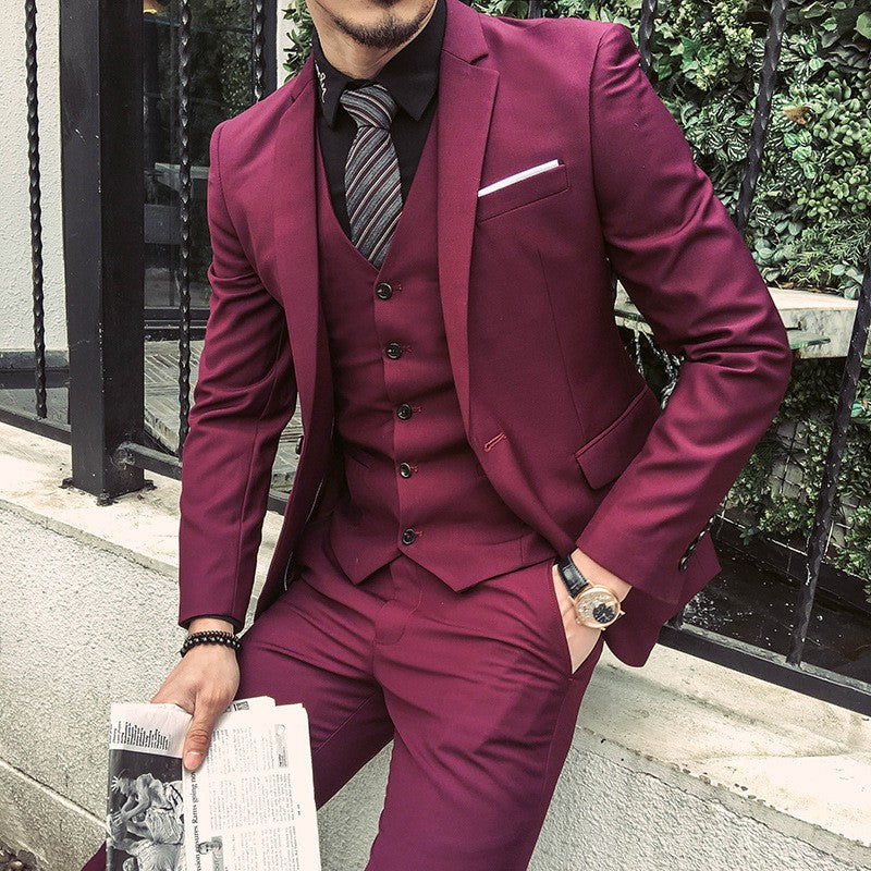 Image of Men Casual Three-Piece One Button Suit