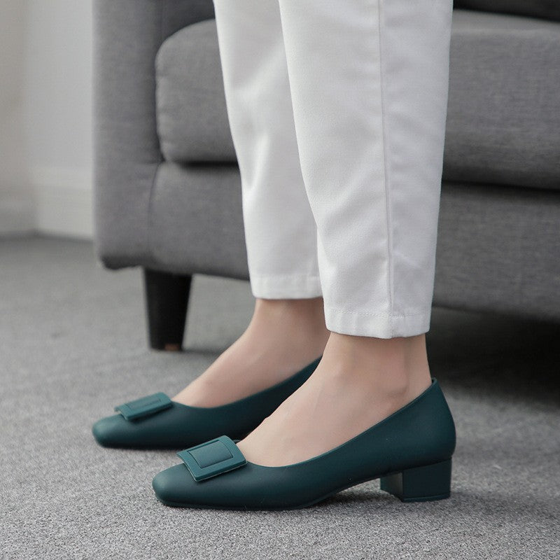 Image of Retro Square Buckle Plastic Loafers