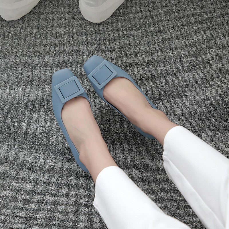 Image of Retro Square Buckle Plastic Loafers