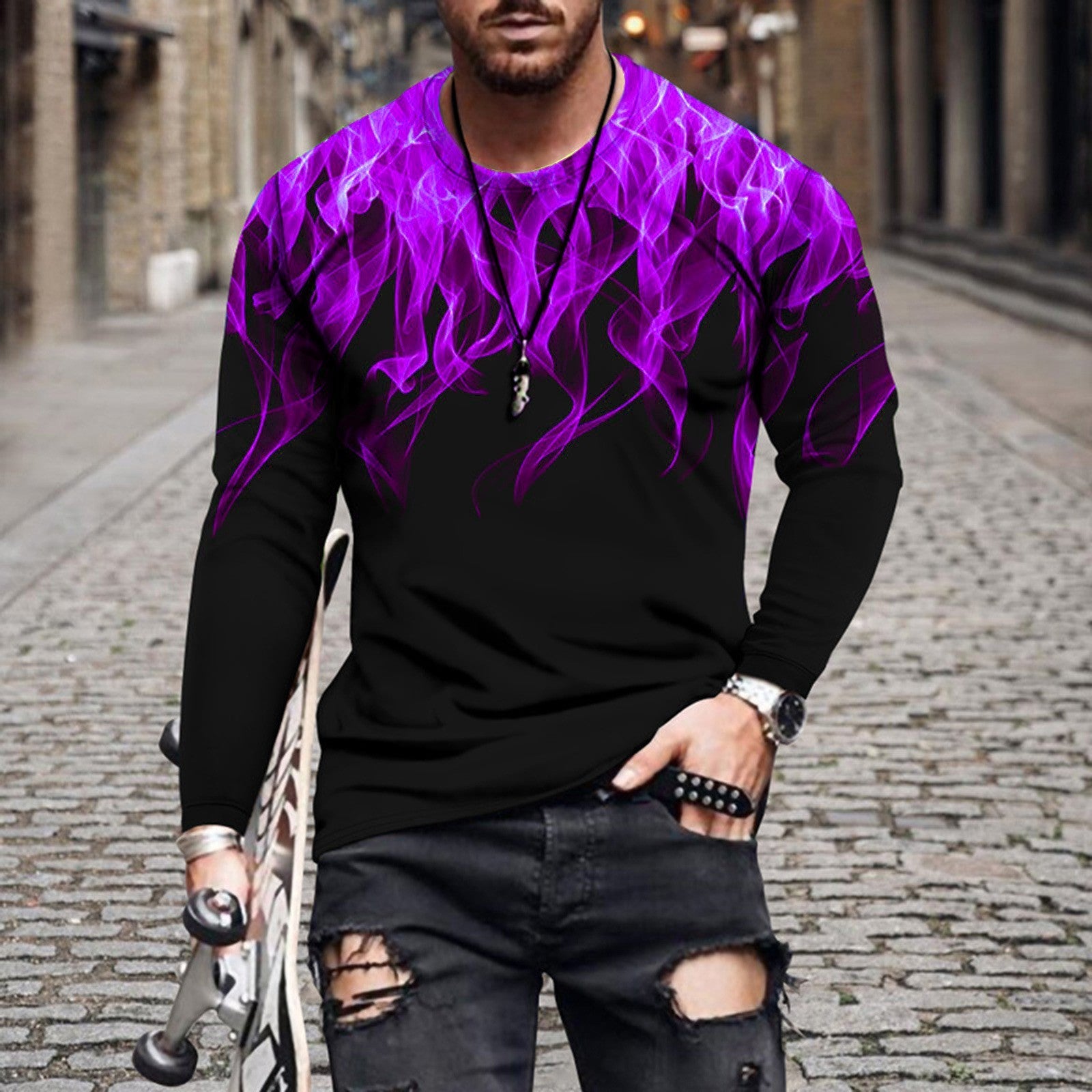 Image of Men Colorful Flame 3D Sweatshirt