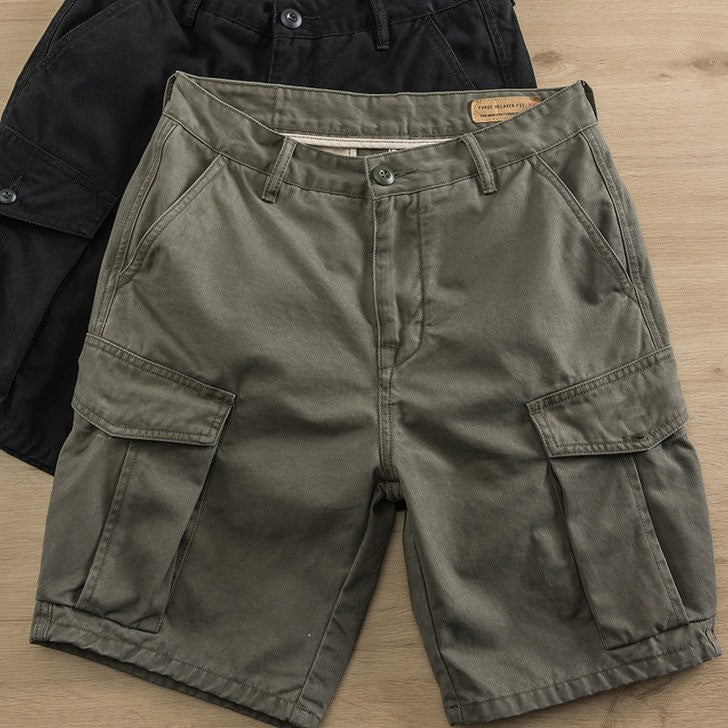 Image of Men Retro Loose Multi-Pocket Shorts