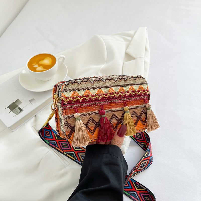 Image of Boho Tassel Ethnic Woven Bag
