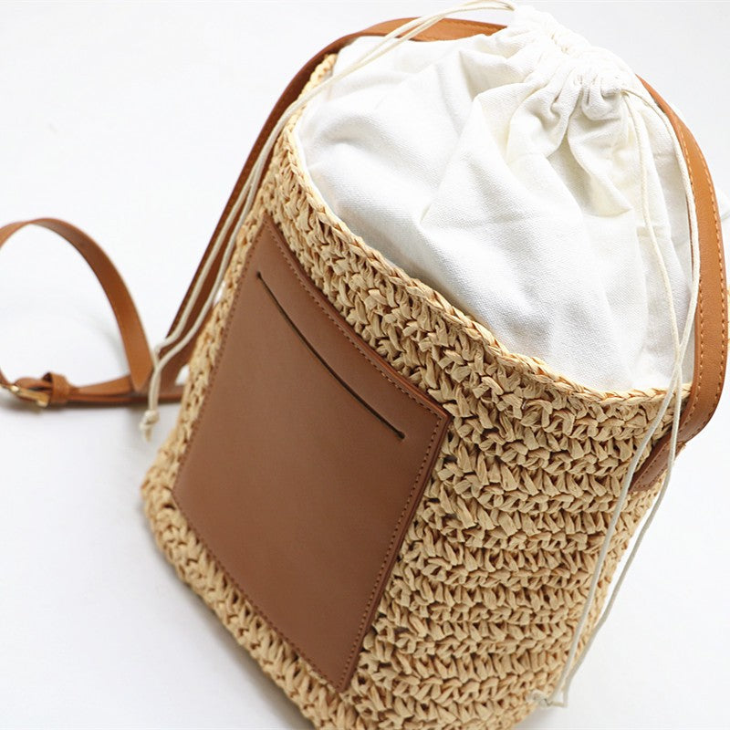 Image of Straw Messenger Vacation Woven Bag