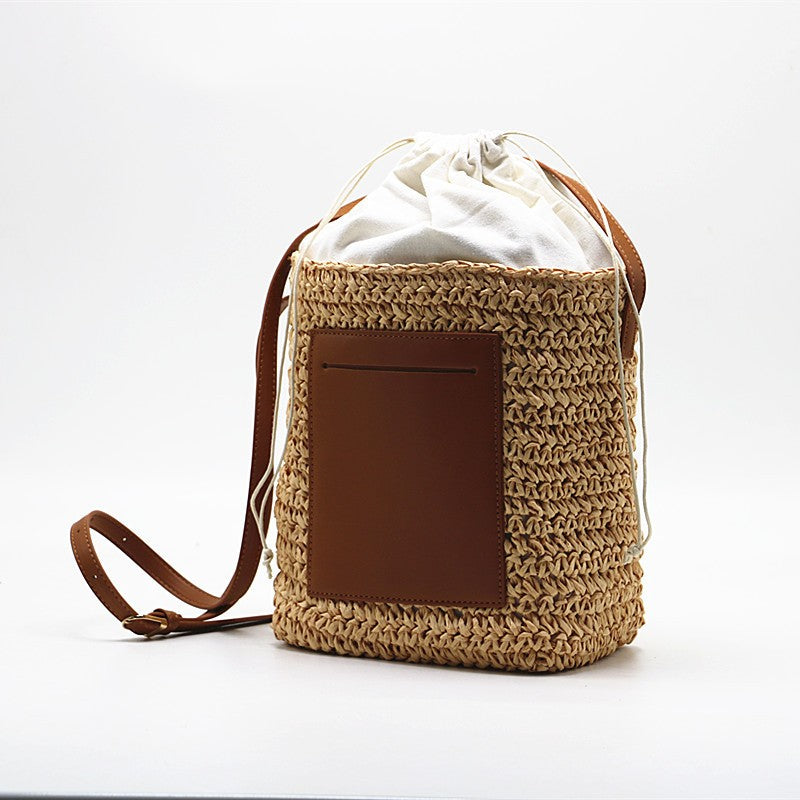 Image of Straw Messenger Vacation Woven Bag