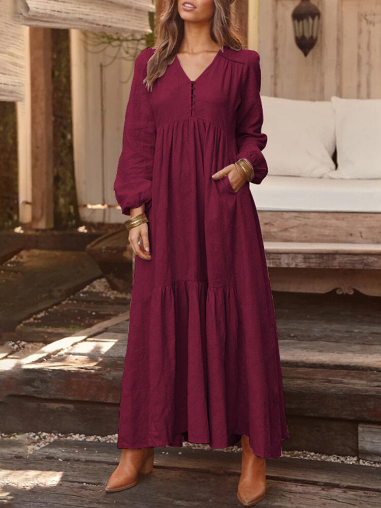 Image of Casual Solid Color Dress