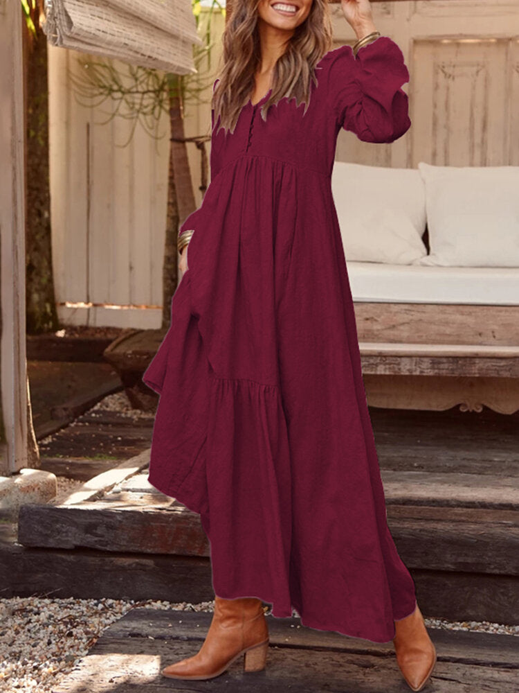 Image of Casual Solid Color Dress